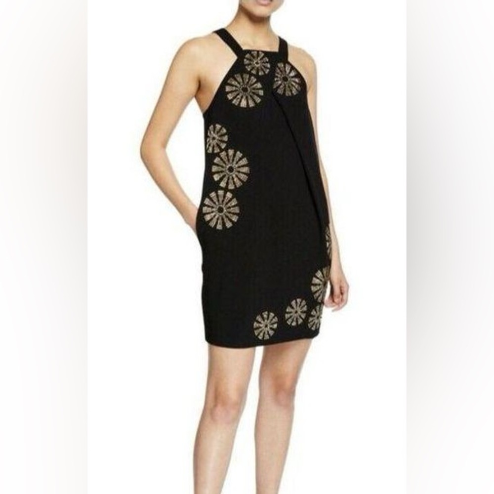 Trina Turk Black and Gold Felicia Halter Dress 4